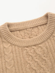 Round Neck Solid Tassel Knitted Crop Top
