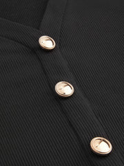 V-neck Button Maxi Dress