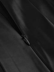 Faux Leather Middle Waist Pleated Zipper Maxi Skirt
