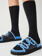 Big Buckle Shearling Slippers