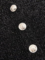 Metallic V-neck Solid Button Cardigan Curve & Plus