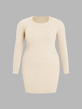 Knit Round Neck Long Sleeve Mini Dress Curve & Plus