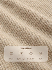 Wool-blend Collar Solid Zipper Knitted Sweater