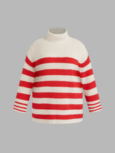 Knit High Neck Striped Long Sleeve Top Curve & Plus