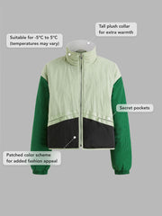 Stand Collar Solid Pocket Puffer Jacket