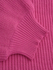 Knit V-neck Solid Lantern Sleeve Top Curve & Plus