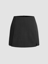 Mid Rise Stripe Slit Zipper Skort