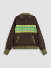 Polo Stripe Pocket Knitted Long Sleeve Top