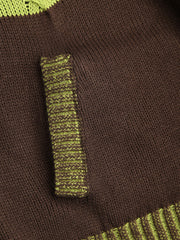 Polo Stripe Pocket Knitted Long Sleeve Top
