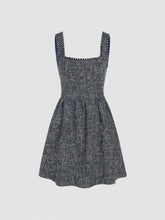 Tweed U-neckline Solid Mini Dress