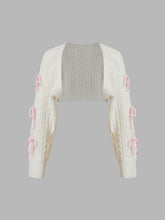 Cable Knit Bowknot Long Sleeve Shrug