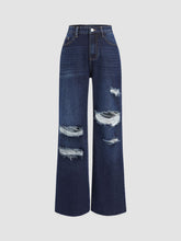Mid Rise Ripped Straight Leg Jeans
