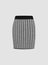 Middle Waist Stripe Knitted Mini Skirt