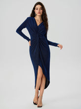 Metallic V-neck Wrap Split Maxi Dress