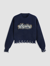 Graphic Ripped Knitted Long Sleeve Top Curve & Plus