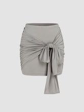 Jersey Low Rise Ruched Bowknot Mini Skirt