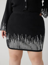 Sequin Middle Waist Knitted Mini Skirt Curve & Plus