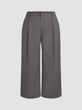 Mid Waist Pleated Pocket Wide Leg Pants Curve & Plus