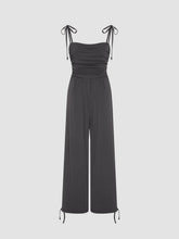 Square Neck Bowknot Ruched Drawstring Jumpsuit
