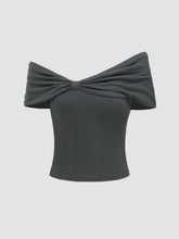 Asymmetrical Neck Short Sleeve Crop Top