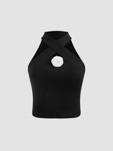 Stand Collar Rosette Knitted Crop Top