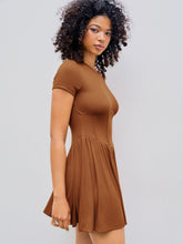 Round Neck Solid Corset Ruffle Knitted Mini Dress