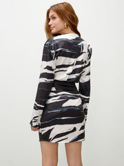 Abstract Geometric Wrap Mini Dress