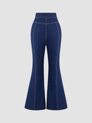 Stretch Denim High Waist Flared Jeans
