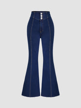 Stretch Denim High Waist Flared Jeans