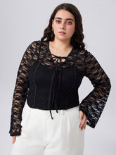 Floral Lace V-neck Top & Solid Cami Top Curve & Plus