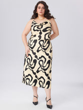 Satin Cowl Neck Abstract Stripe Crop Cami Top & Midi Skirt Curve & Plus