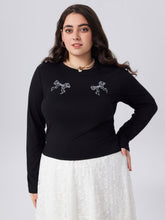 Bowknot Long Sleeve Top Curve & Plus