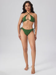 Halter Underwire Criss Cross Tie Side Bikini Set