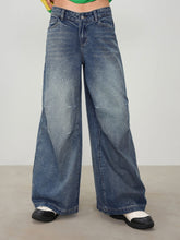 Denim Low Rise Solid Wide Leg Baggy Jeans
