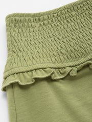Mid Rise Lettuce Trim Solid Maxi Skirt