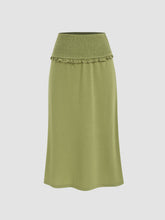 Mid Rise Lettuce Trim Solid Maxi Skirt