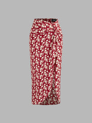 Solid Crop Cami Top & Floral Twist Split Maxi Skirt