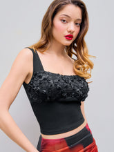 Rib Knit Rose Lace Crop Top