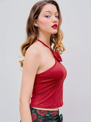Halter Rosette Cami Tank Top