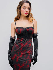 Mesh Lace Rose Floral Corset Maxi Dress