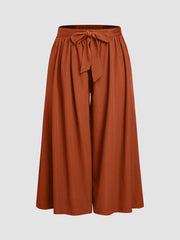 High Rise Bowknot Wide Leg Trousers Curve & Plus