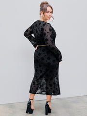 Mesh Sweetheart Rose Belted Maxi Dress Curve & Plus