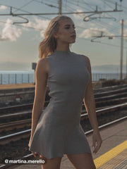 Knit High Neck Mini Dress
