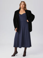 Velvet Collar Pocket Blazer Curve & Plus