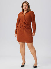 Jersey Polo Ruched Short Dress Curve & Plus
