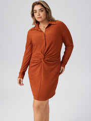 Jersey Polo Ruched Short Dress Curve & Plus
