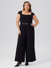 Square Neck Belted Jumpsuit Curve & Plus