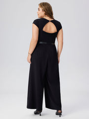Square Neck Belted Jumpsuit Curve & Plus
