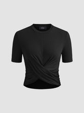 Round Neck Twist Solid Short Sleeve Tee