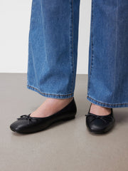 RECYCLED FAUX LEATHER BOWKNOT BALLET FLATS